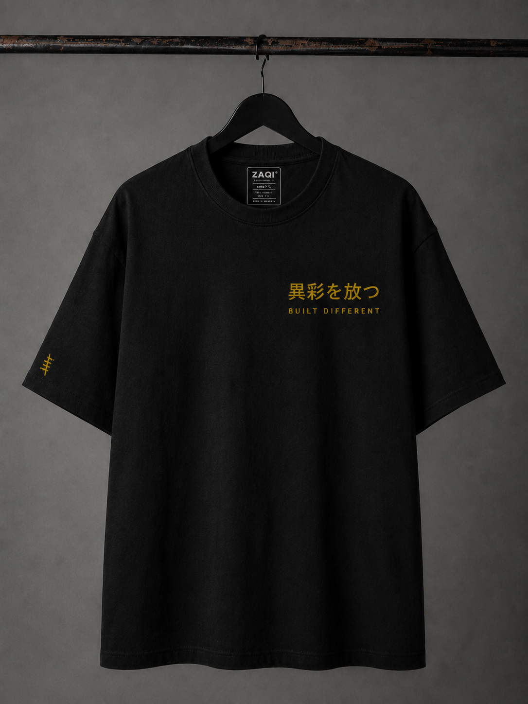 ZAQI® BUILT DIFFERENT Oversized Tee – Black