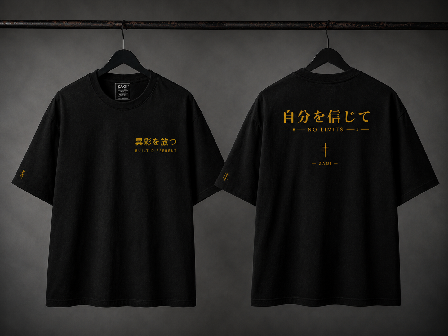 ZAQI® BUILT DIFFERENT Oversized Tee – Black