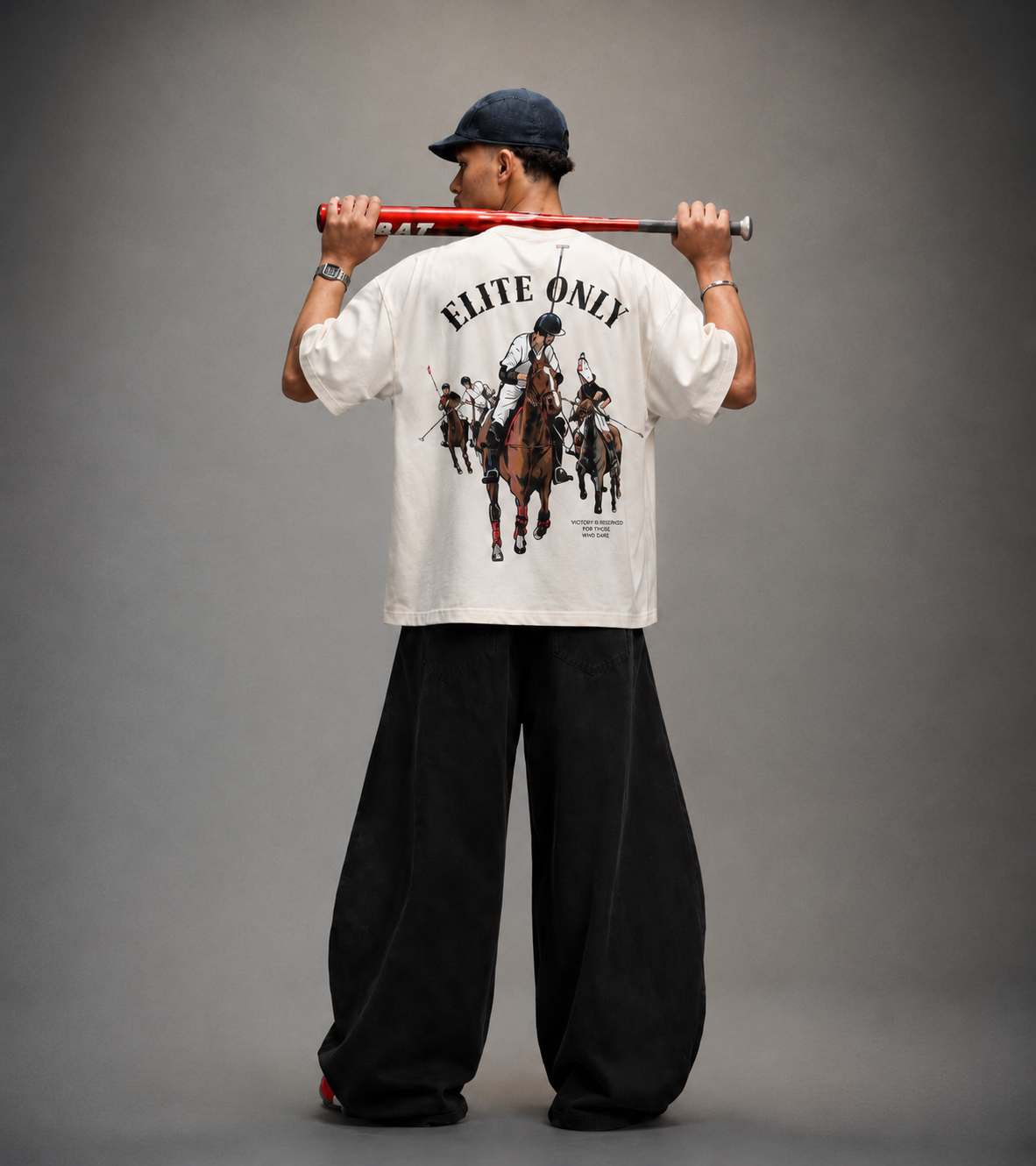 ELITE ONLY Oversized Tee – Off White🐎