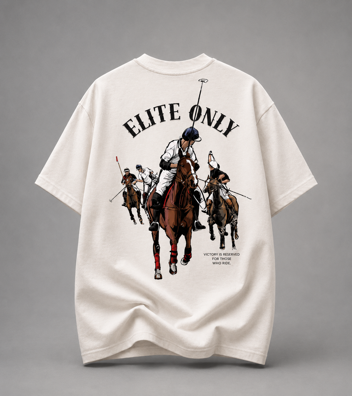 ELITE ONLY Oversized Tee – Off White🐎